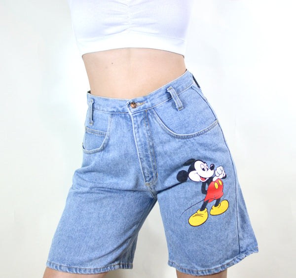 Mickey Mouse Vintage High Waisted Denim Shorts
