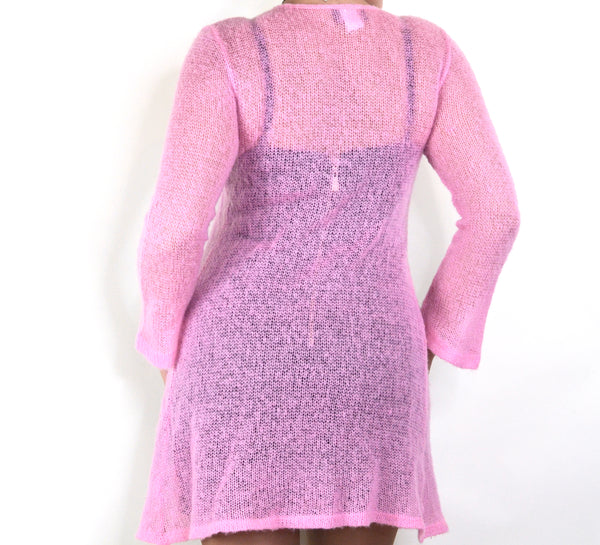 Y2K Super Soft Knit Pink Midi Cardigan