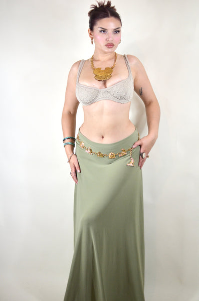 Sage Green Forest Fairy Bouncy Spandex Maxi Skirt