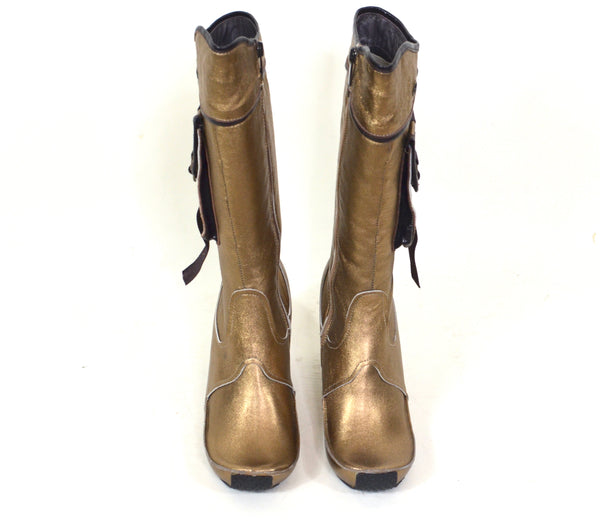 Y2K Bronze Pocket Boots (NWOT)