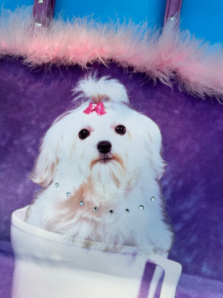 Feather& Rhinestone Dog Purse