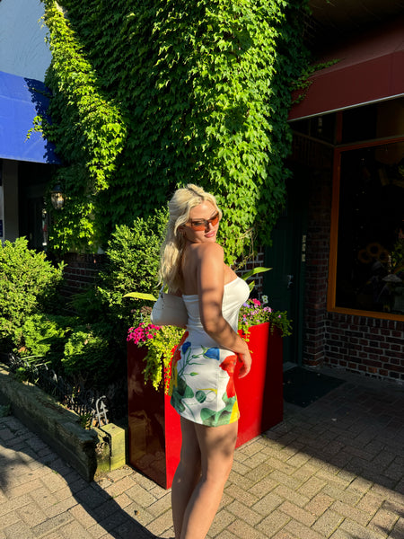 White Floral Beachy Tube Dress