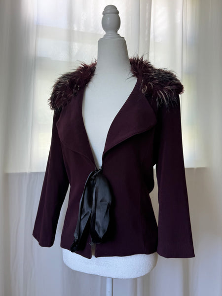 Purple Fur Collared Jacket