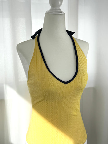 Yellow Nautica 90s Halter Swim Top