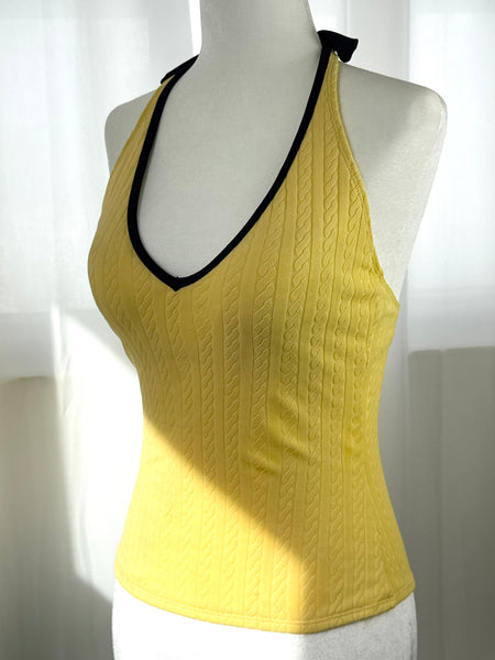 Yellow Nautica 90s Halter Swim Top