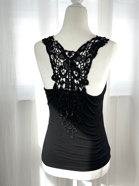 Black Y2K Rhinestone Necklace Tank Top