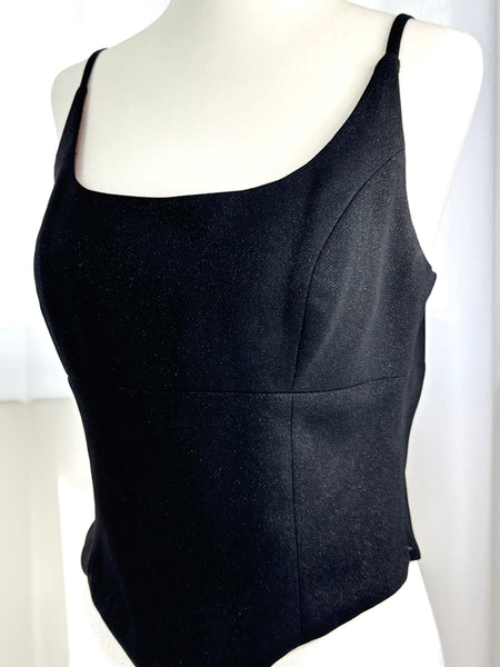 90s Sparkly Black Dressy Tank Top