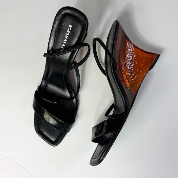 BCBG Maxazria Orange Glass-like Platform Wedge Sandals