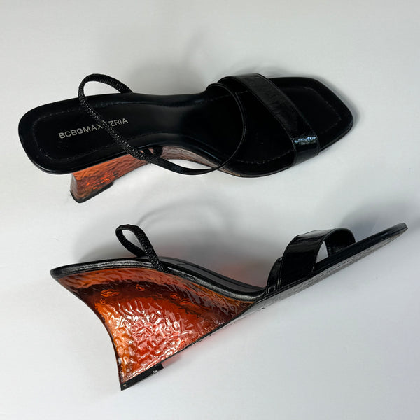 BCBG Maxazria Orange Glass-like Platform Wedge Sandals