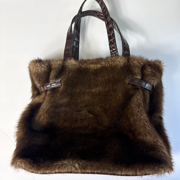 Brown Faux Fur Vintage Rectangle Handbag