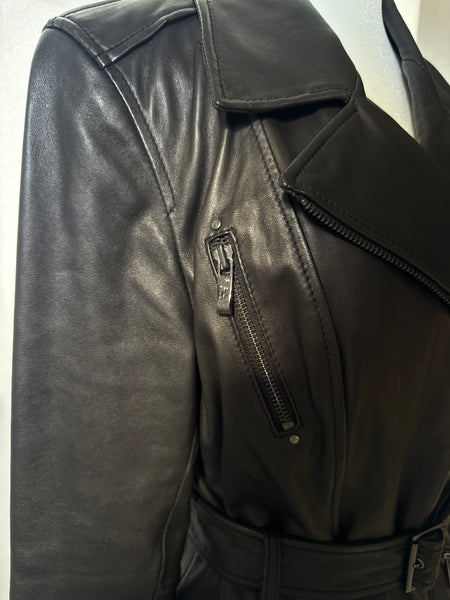 Black Vintage Pelle Studio Leather Trench Coat