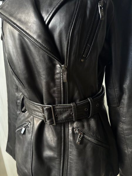 Black Vintage Pelle Studio Leather Trench Coat