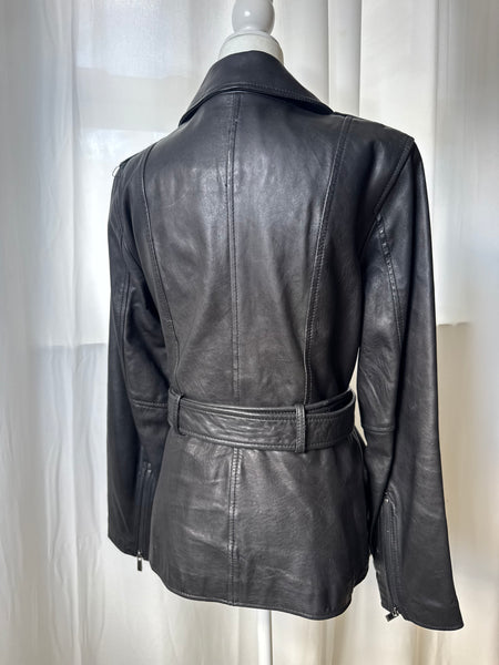 Black Vintage Pelle Studio Leather Trench Coat