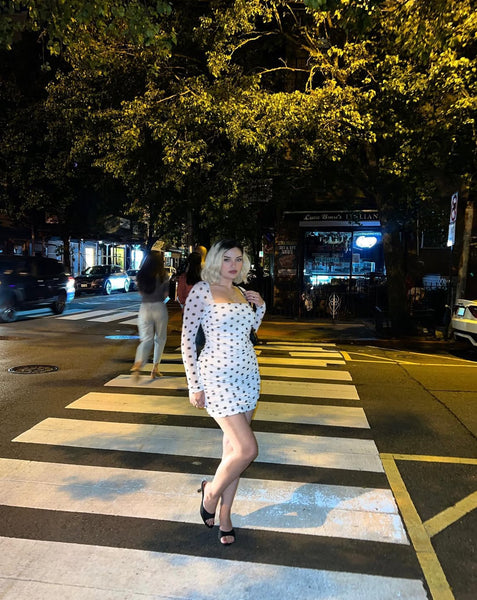 Polka Dot Double Lined Mesh Dress