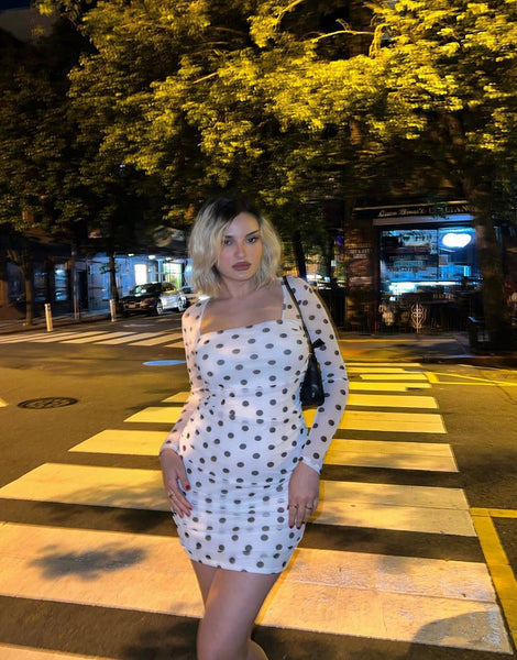 Polka Dot Double Lined Mesh Dress