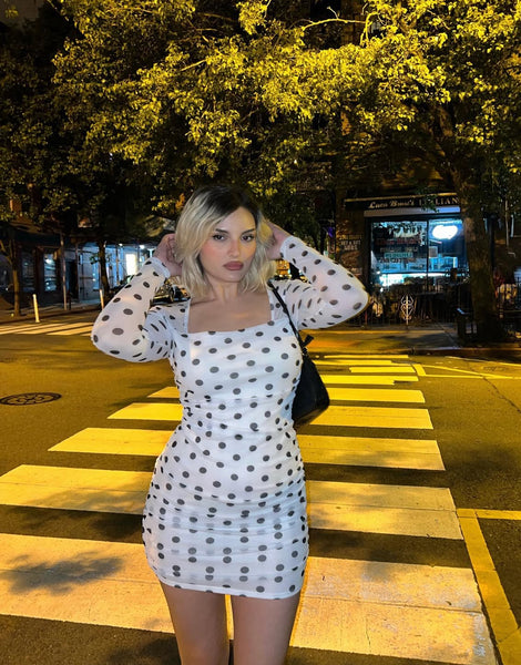 Polka Dot Double Lined Mesh Dress