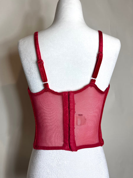 Vintage Red Velvet Eyelet Bustier