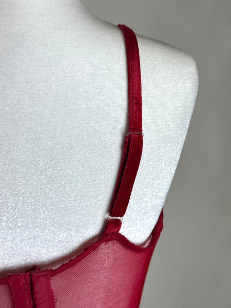 Vintage Red Velvet Eyelet Bustier