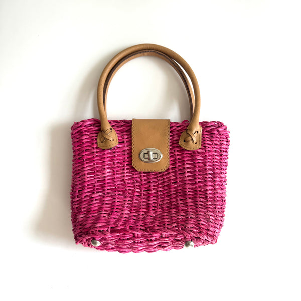 Hot Pink Wicker Vintage Bag