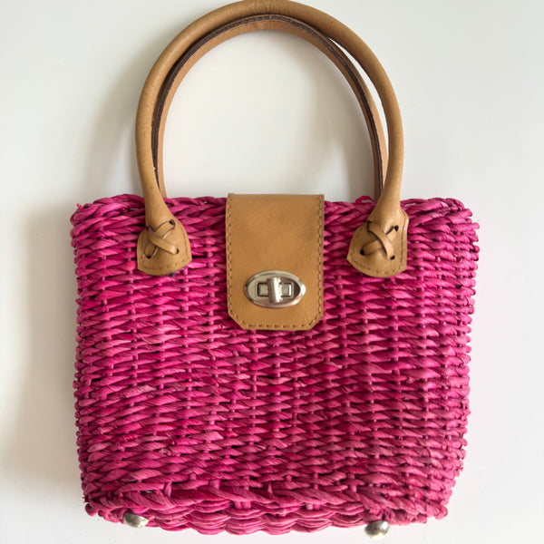 Hot Pink Wicker Vintage Bag