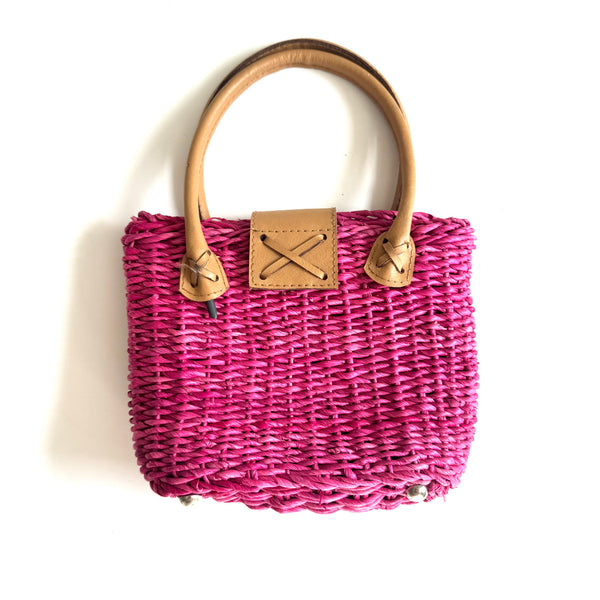 Hot Pink Wicker Vintage Bag