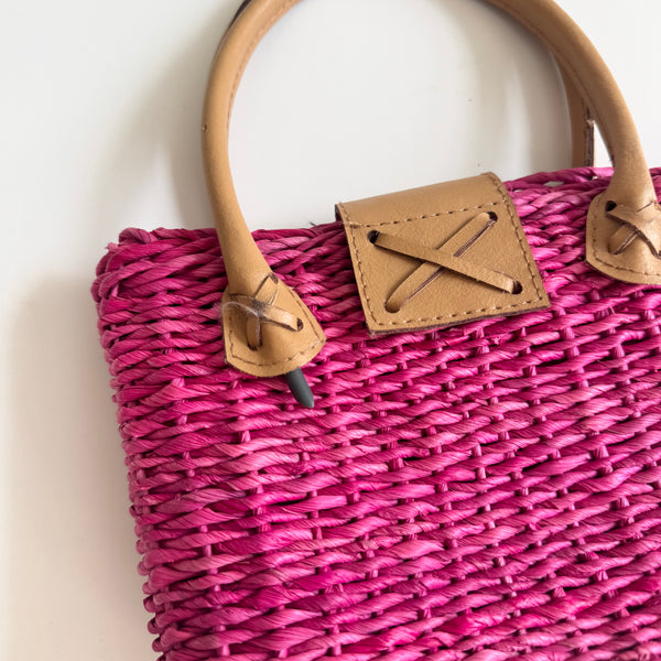 Hot Pink Wicker Vintage Bag