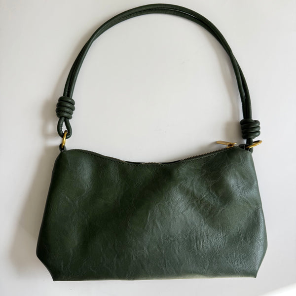 Green Faux Leather Rectangular Bag