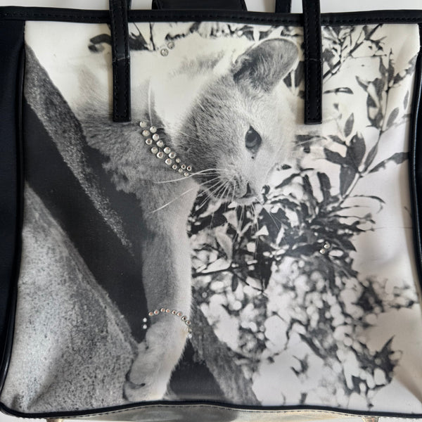 90s / Y2K Cat Print Rhinestone Bag