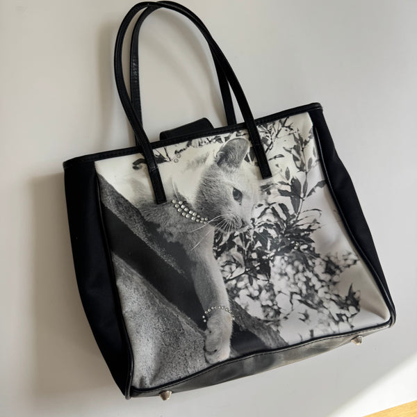90s / Y2K Cat Print Rhinestone Bag