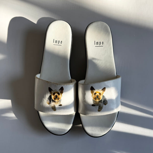 Vintage 90s / 2000s Yorkie Print Platform Mule Sandals