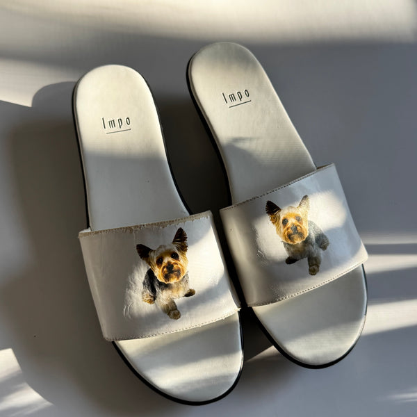 Vintage 90s / 2000s Yorkie Print Platform Mule Sandals