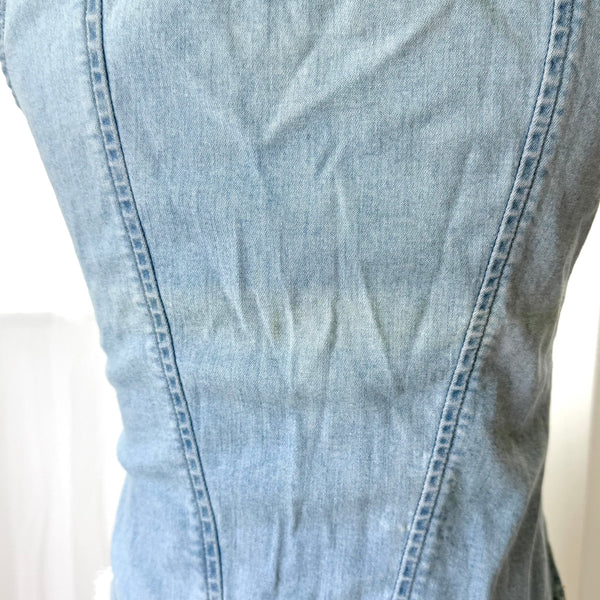 Y2K Blue Denim Lace Up Cowgirl Style Top&nbsp;