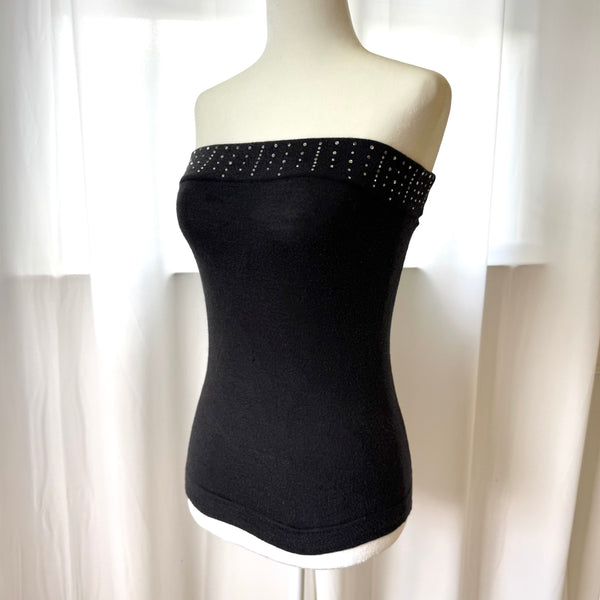Express Merino Wool & Silk Y2K Rhinestone Knit Tube Top&nbsp;