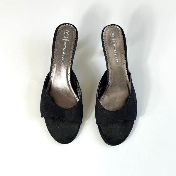 Black Kitten Heel Vintage Mule Sandals