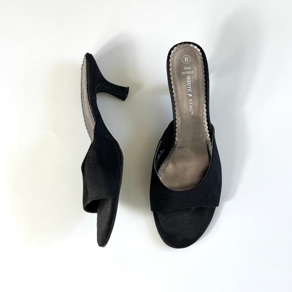 Black Kitten Heel Vintage Mule Sandals