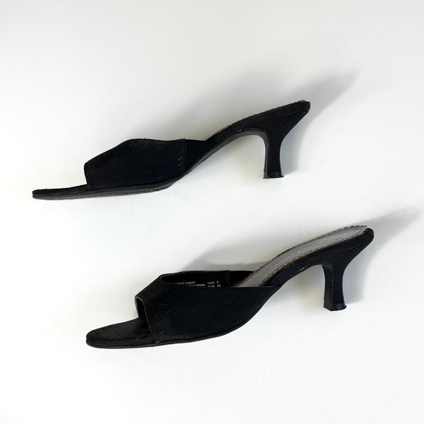 Black Kitten Heel Vintage Mule Sandals