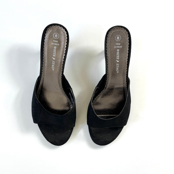 Black Kitten Heel Vintage Mule Sandals