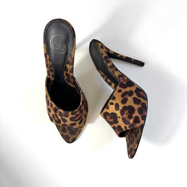Animal Print Velvet Mule Heels