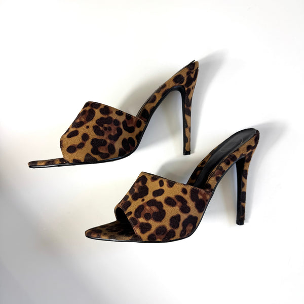 Animal Print Velvet Mule Heels