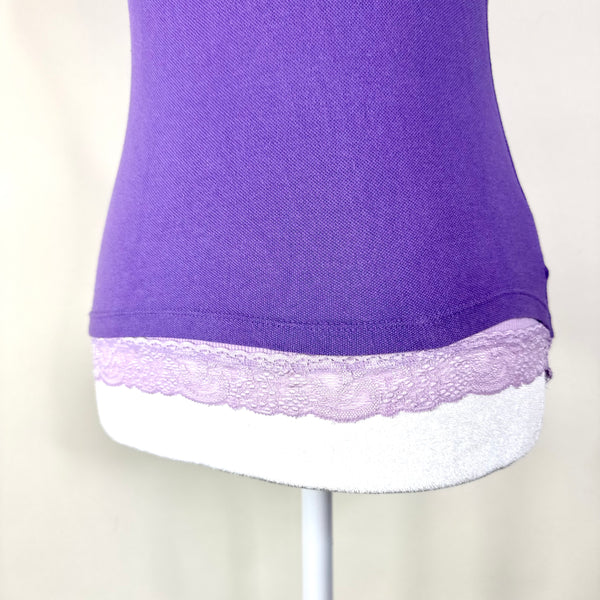 Purple Faux Double Layered Y2K Polo Lace Top