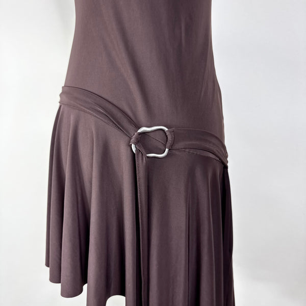 Brown Asymmetrical Y2K Style Dress