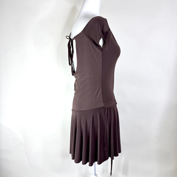 Brown Asymmetrical Y2K Style Dress