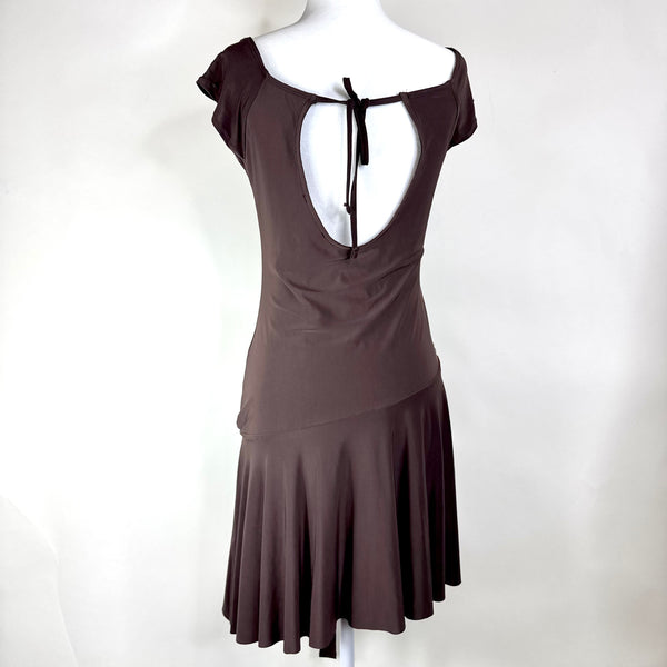Brown Asymmetrical Y2K Style Dress