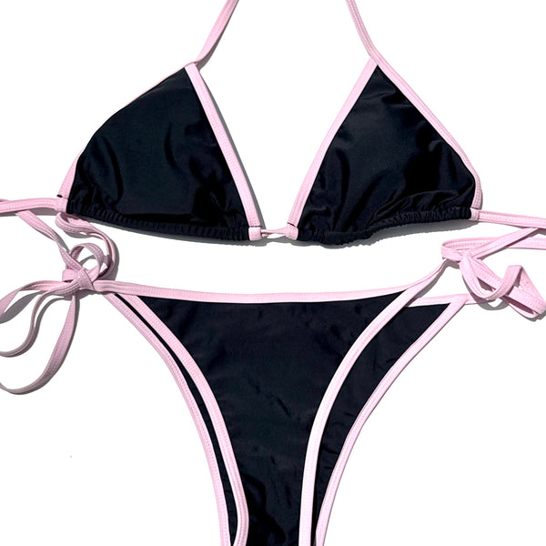 Black & Pink Two Piece Cheeky Swimsuit