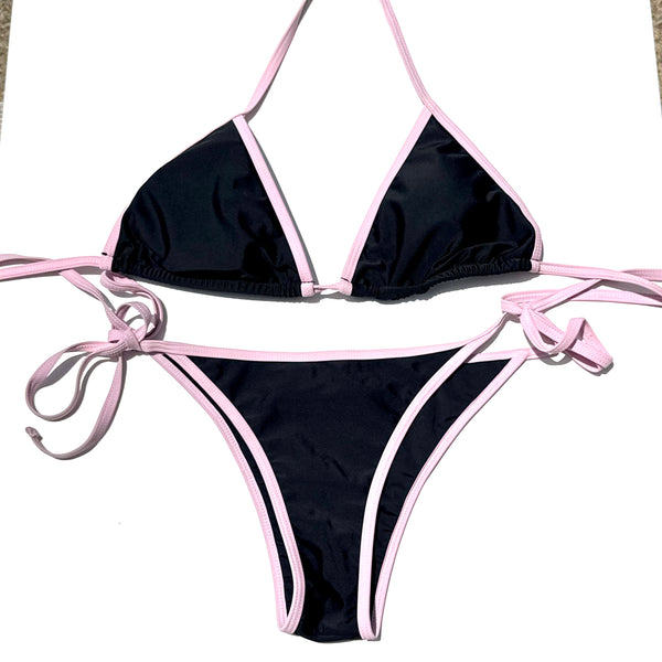 Black & Pink Two Piece Cheeky Swimsuit