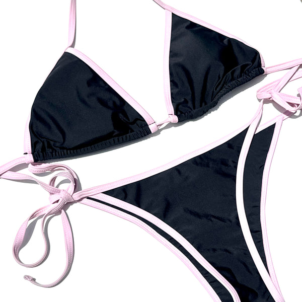 Black & Pink Two Piece Cheeky Swimsuit