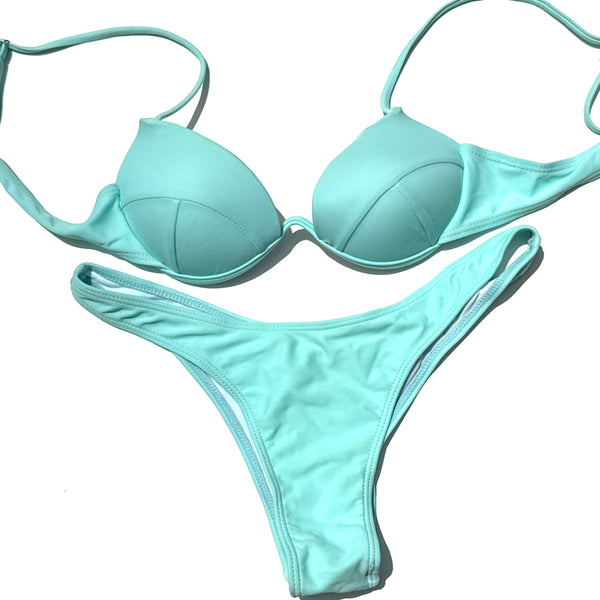 Teal Underwire Bra Bikini Set