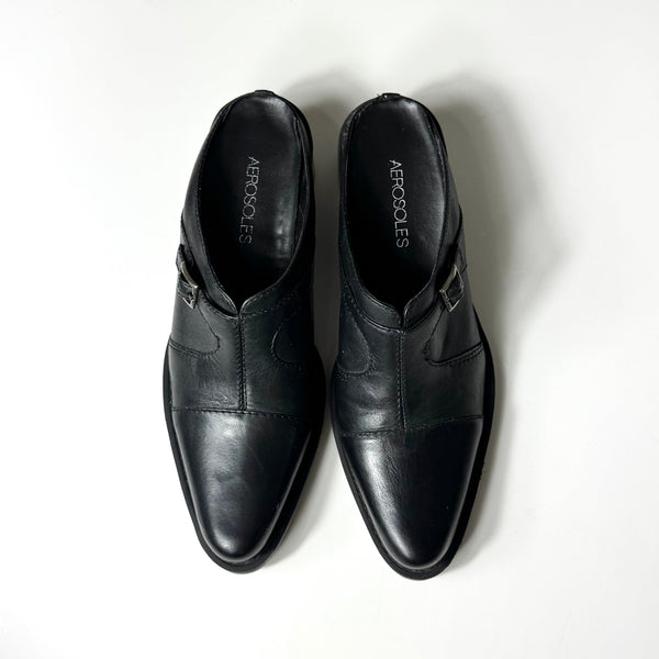 90s Black Cowboy Boot Style Mules