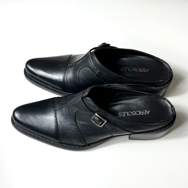 90s Black Cowboy Boot Style Mules