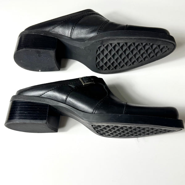 90s Black Cowboy Boot Style Mules